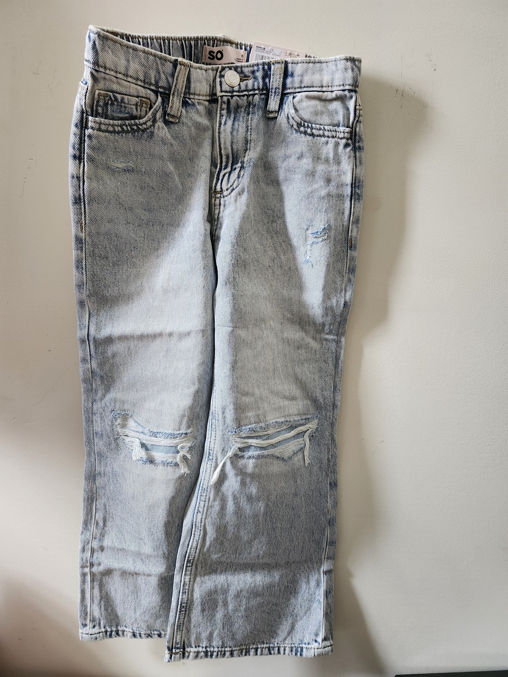 SO Light Blue Distressed Straight-Leg Kids Jeans